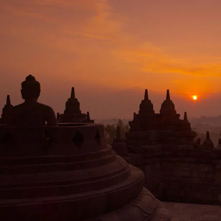 Stupa Borobudur Sunset Top Domestic Destination Java Indonesia Yogyakarta Solo